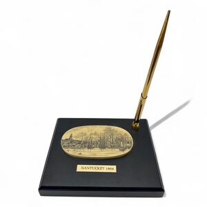 Vintage Barlow Nantucket Harbor Polymer Scrimshaw Reproduction Pen Desk Set